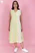 Cambric Cotton Sleeveless Dress  In Block Print